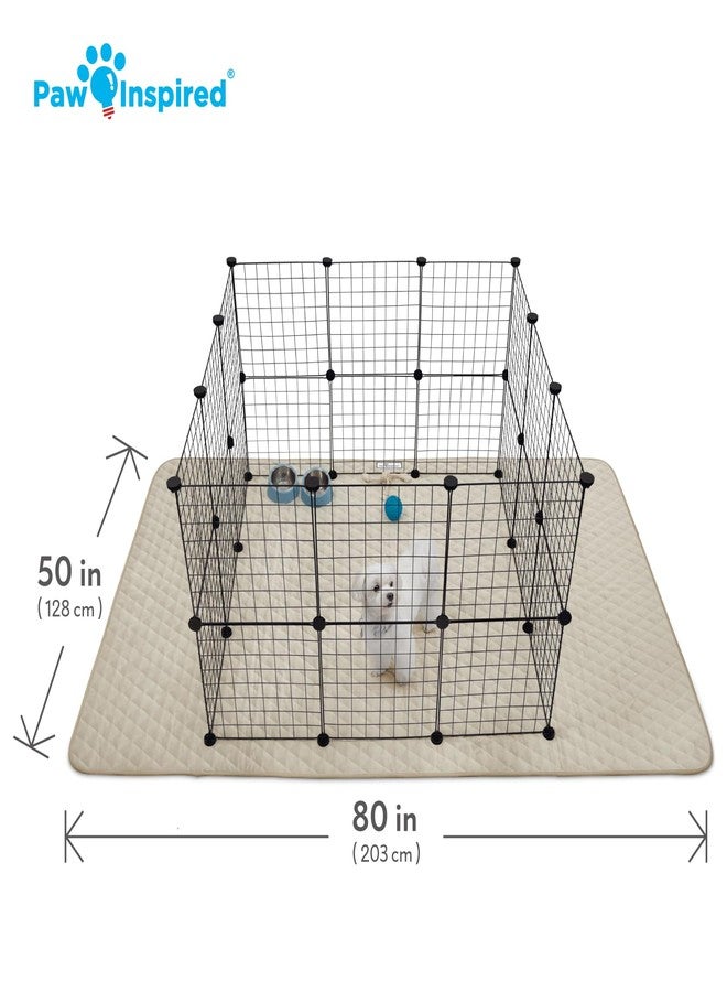 Paw Inspired Playpen Mat, Super Absorbent Fleece Cage Liner with Non-Slip Bottom, Waterproof Pet Play Pen Pad for Dogs, Rabbits, Guinea Pigs, Hamsters, Small Animals (Tan, 80x50 Inch Rectangular) - Image 2